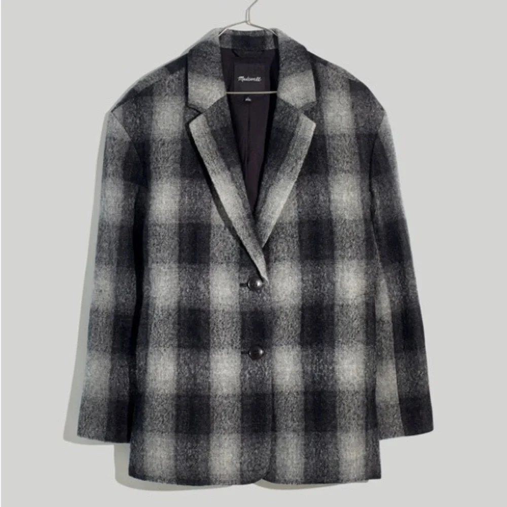 Madewell Dorset Blazer Coat 100% Wool Buffalo Check Women's Medium Oversized - Picture 3 of 9